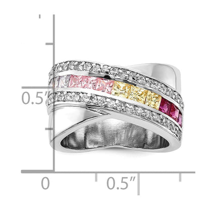 Sterlingsilber Mehrfarbig Zirkonia Ring (size 8 Nur)