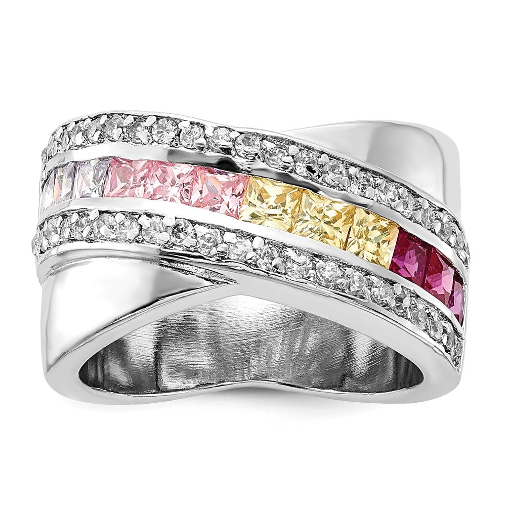 Sterlingsilber Mehrfarbig Zirkonia Ring (size 8 Nur)