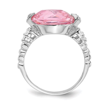Sterlingsilber Rhodiniert Rosa und Klar Zirkonia Ring