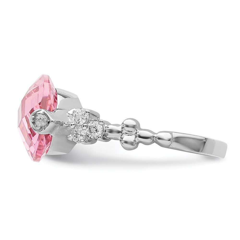 Sterlingsilber Rhodiniert Rosa und Klar Zirkonia Ring