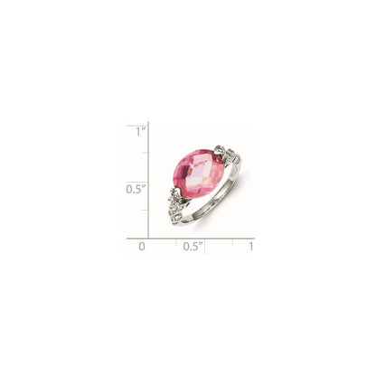Sterlingsilber Rhodiniert Rosa und Klar Zirkonia Ring