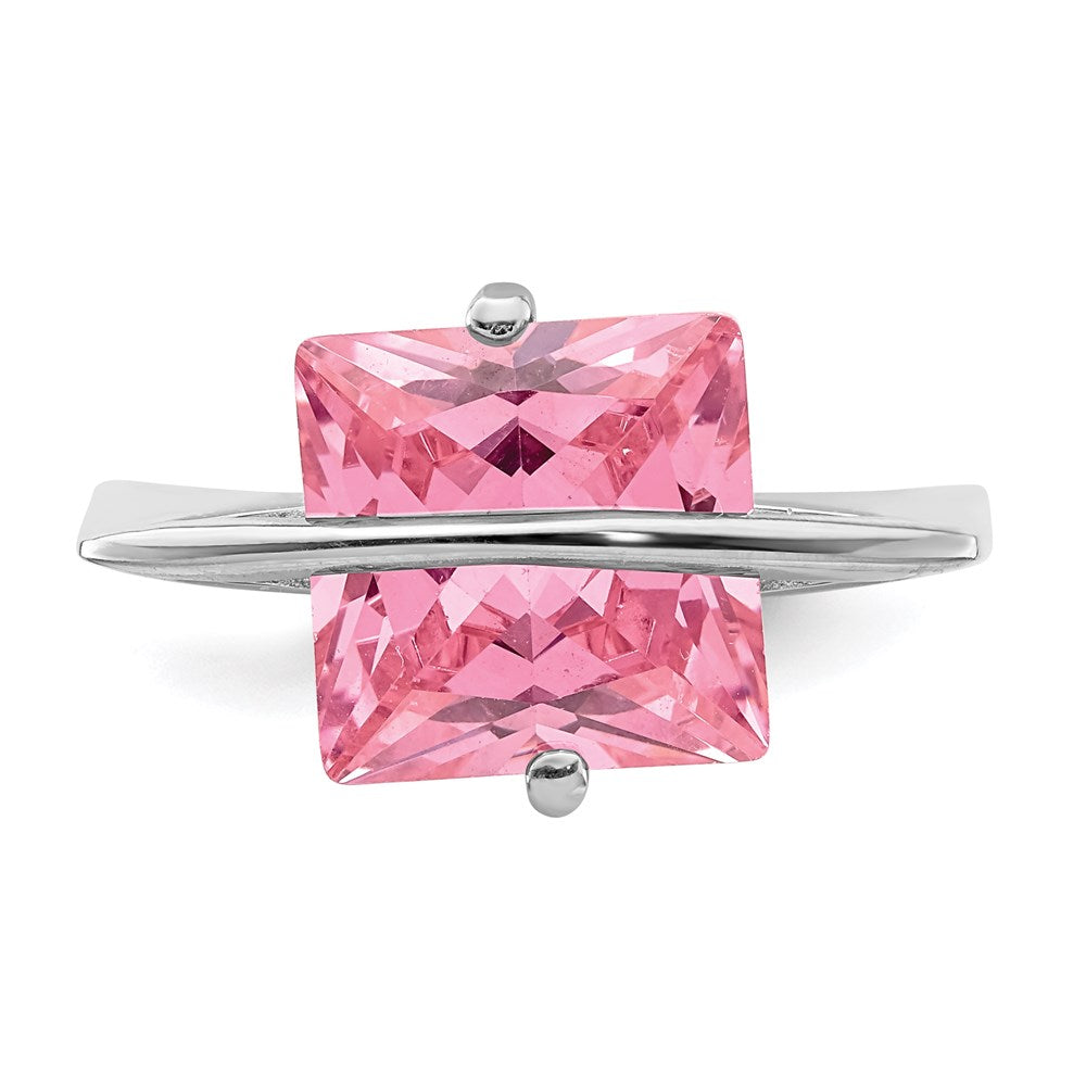 Sterlingsilber Rosa Zirkonia Ring (size 6 Nur)