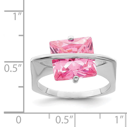 Sterlingsilber Rosa Zirkonia Ring (size 6 Nur)