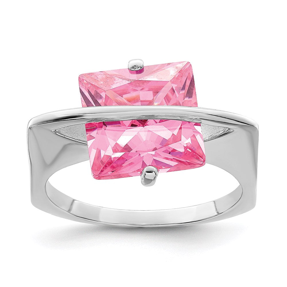 Sterlingsilber Rosa Zirkonia Ring (size 6 Nur)