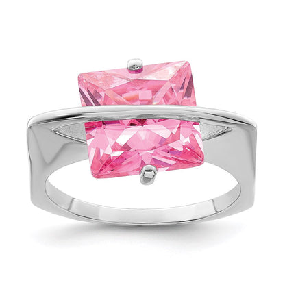 Sterlingsilber Rosa Zirkonia Ring (size 6 Nur)
