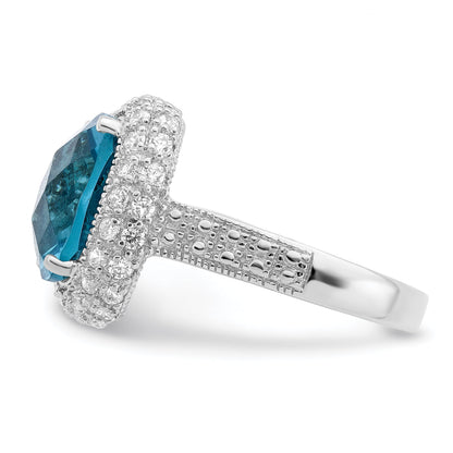 Sterlingsilber Rhodiniert Blau Zirkonia Ring