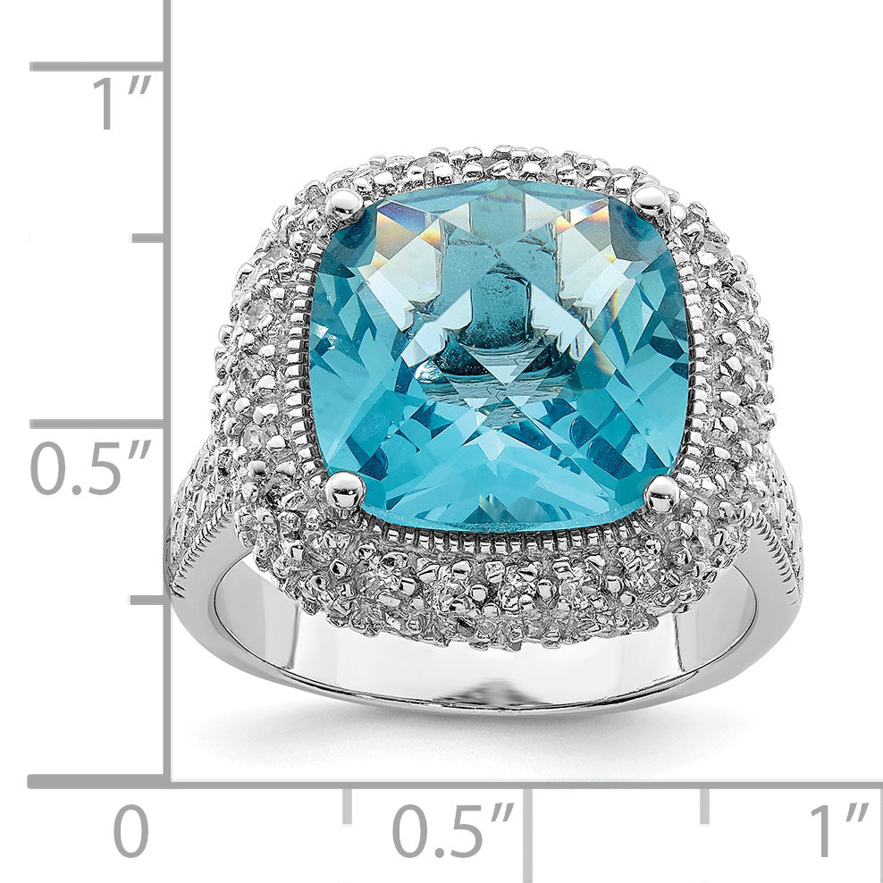 Sterlingsilber Rhodiniert Blau Zirkonia Ring