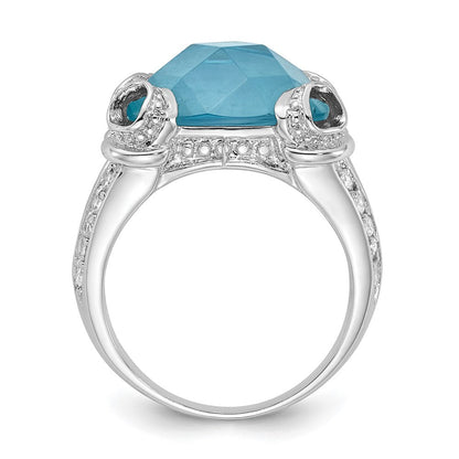 Sterlingsilber Blau & Klar Zirkonia Ring (size 7 Nur)
