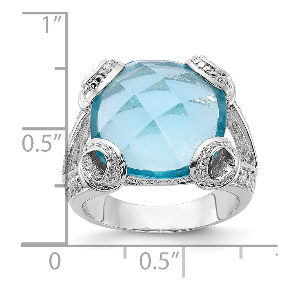 Sterlingsilber Blau & Klar Zirkonia Ring (size 7 Nur)