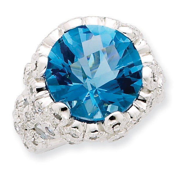 Sterlingsilber Blau Zirkonia Ring (size 7 Nur)
