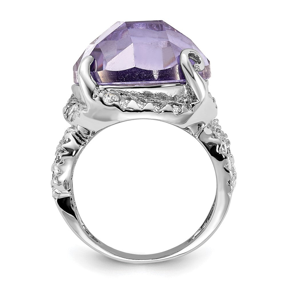 Sterlingsilber Poliert Fantasie Lila & Klar Zirkonia Ring (size 6 Nur)