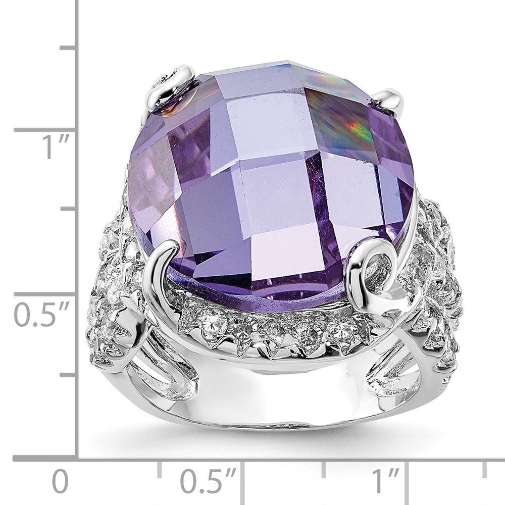 Sterlingsilber Poliert Fantasie Lila & Klar Zirkonia Ring (size 6 Nur)
