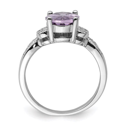 Sterlingsilber Lila und Klar Zirkonia Ring