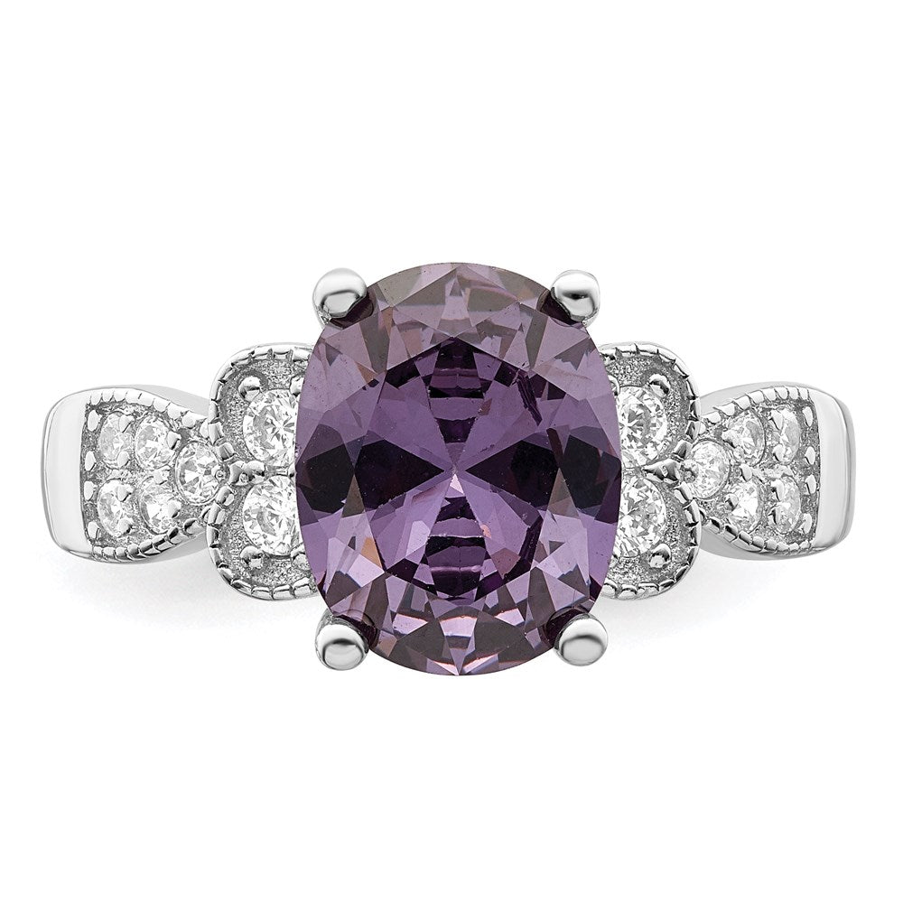 Sterlingsilber Lila und Klar Zirkonia Ring