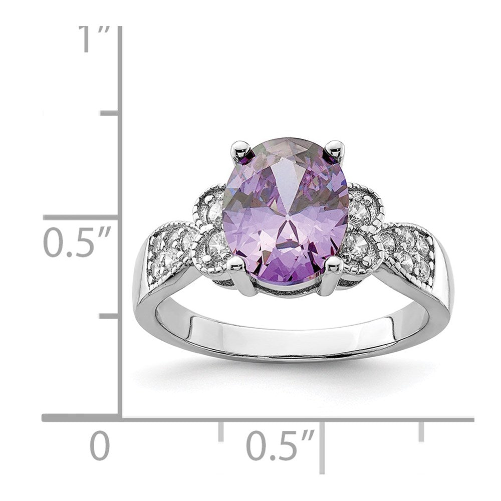 Sterlingsilber Lila und Klar Zirkonia Ring