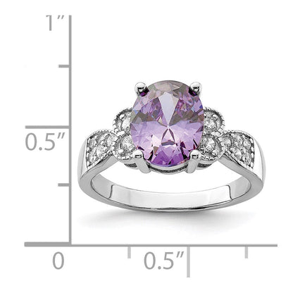 Sterlingsilber Lila und Klar Zirkonia Ring