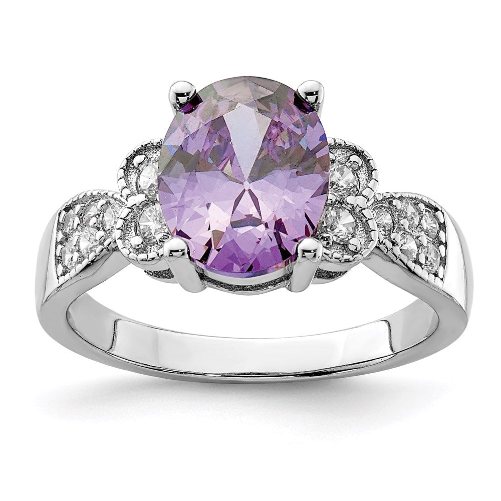 Sterlingsilber Lila und Klar Zirkonia Ring