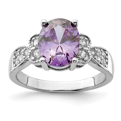 Sterlingsilber Lila und Klar Zirkonia Ring