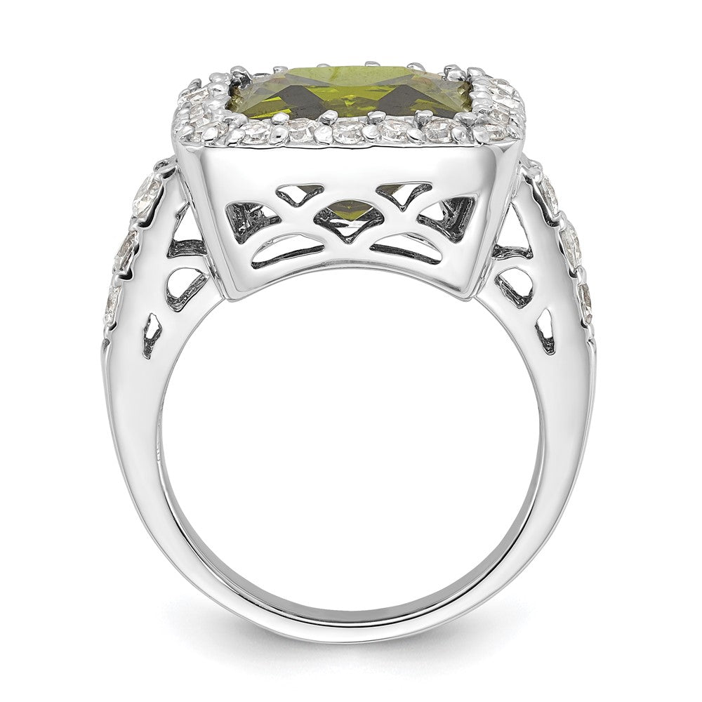 Sterlingsilber Olive & Klar Zirkonia Heiligenschein Ring (size 6 Nur)