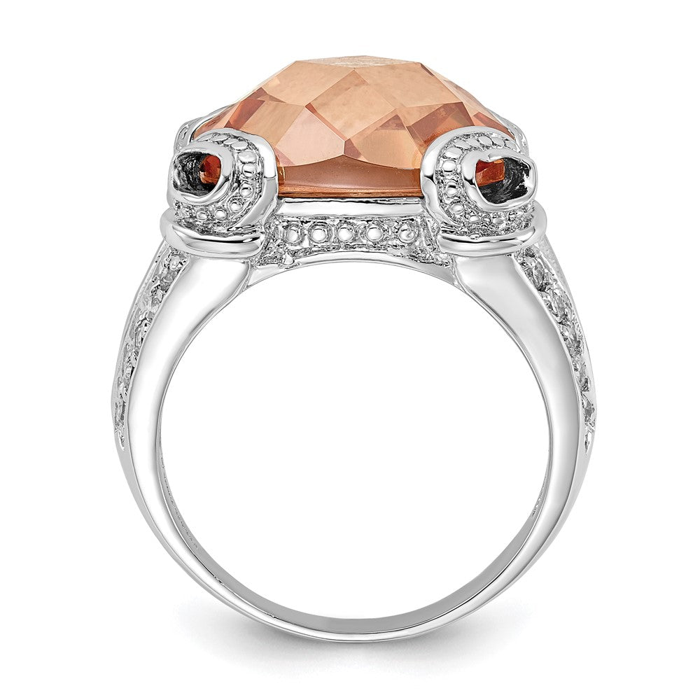 Sterlingsilber Poliert Champagne & Klar Zirkonia Ring