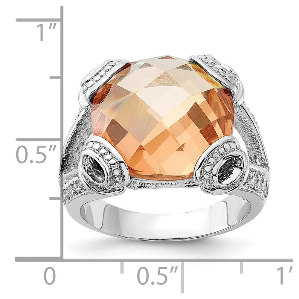 Sterlingsilber Poliert Champagne & Klar Zirkonia Ring