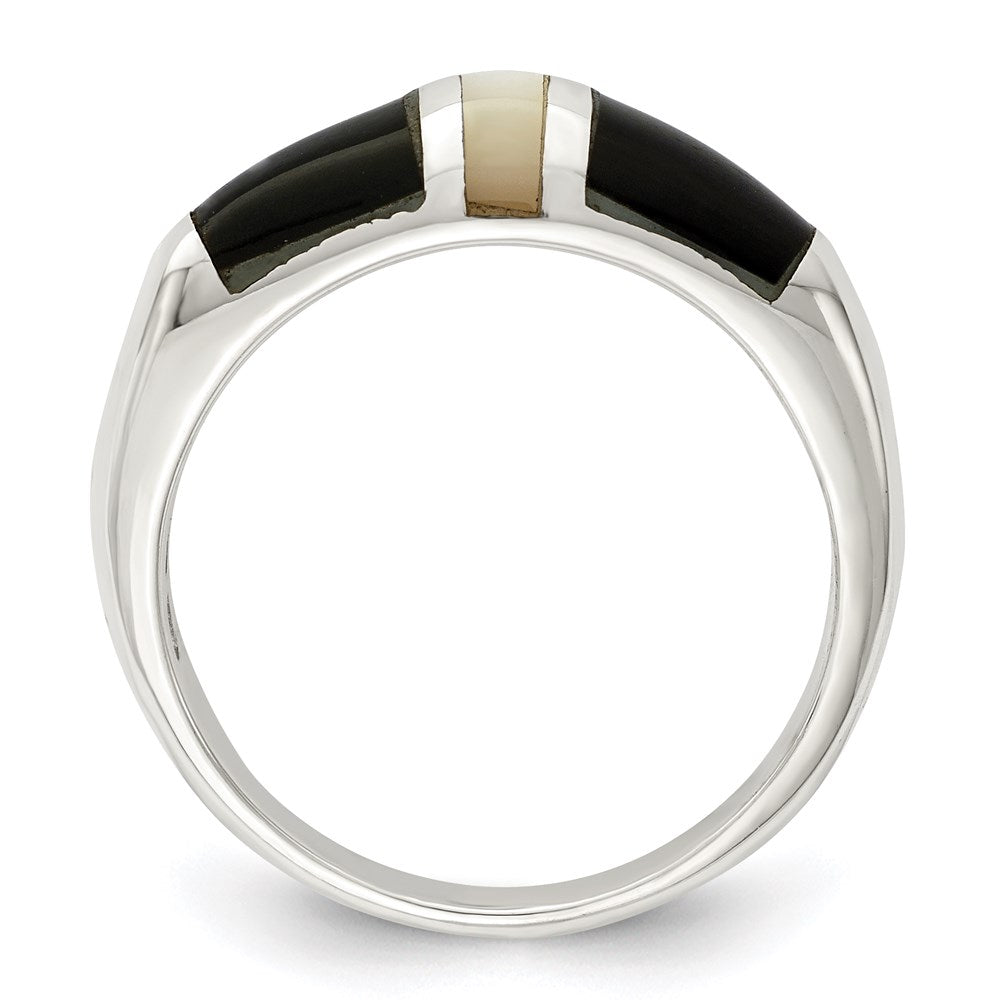 Sterlingsilber Onyx & Perlmutt Ring