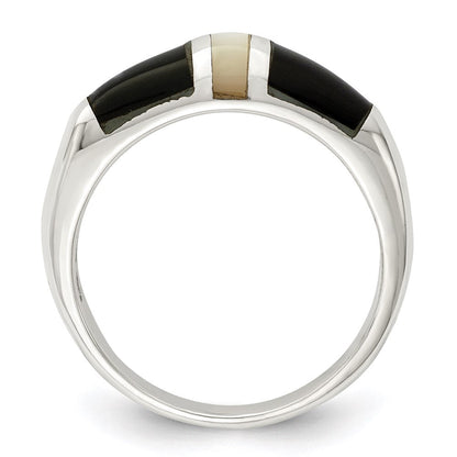 Sterlingsilber Onyx & Perlmutt Ring