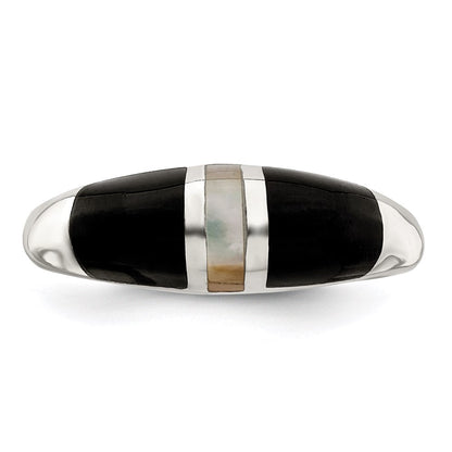 Sterlingsilber Onyx & Perlmutt Ring