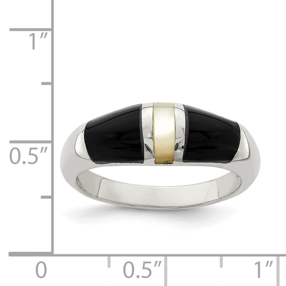 Sterlingsilber Onyx & Perlmutt Ring