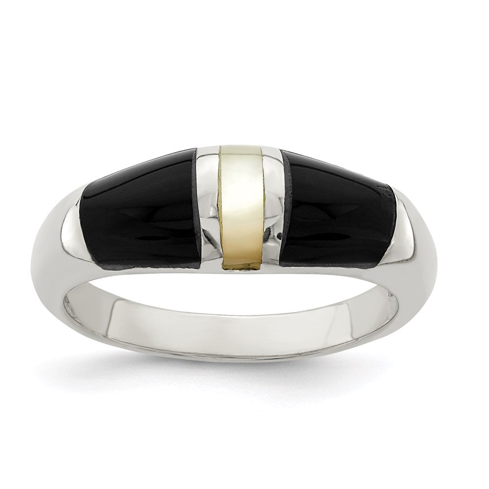 Sterlingsilber Onyx & Perlmutt Ring