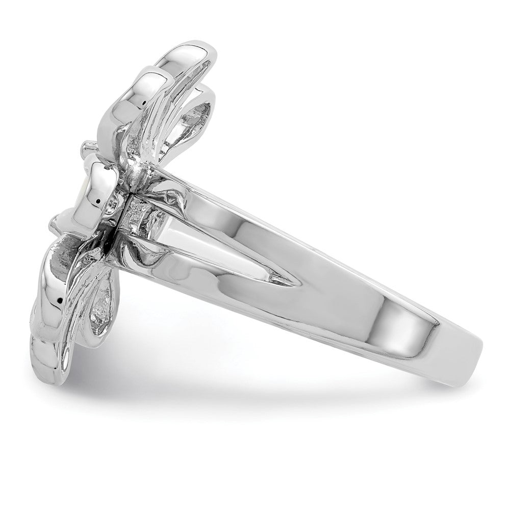 Sterlingsilber Rhodiniert Lab Createdopal Blume Ring