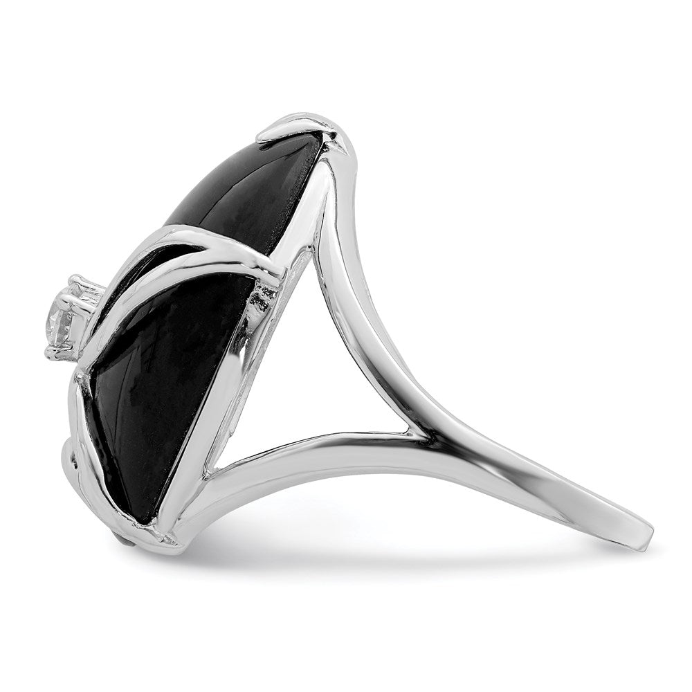 Sterlingsilber Rhodiniert Onyx und Zirkonia Ring