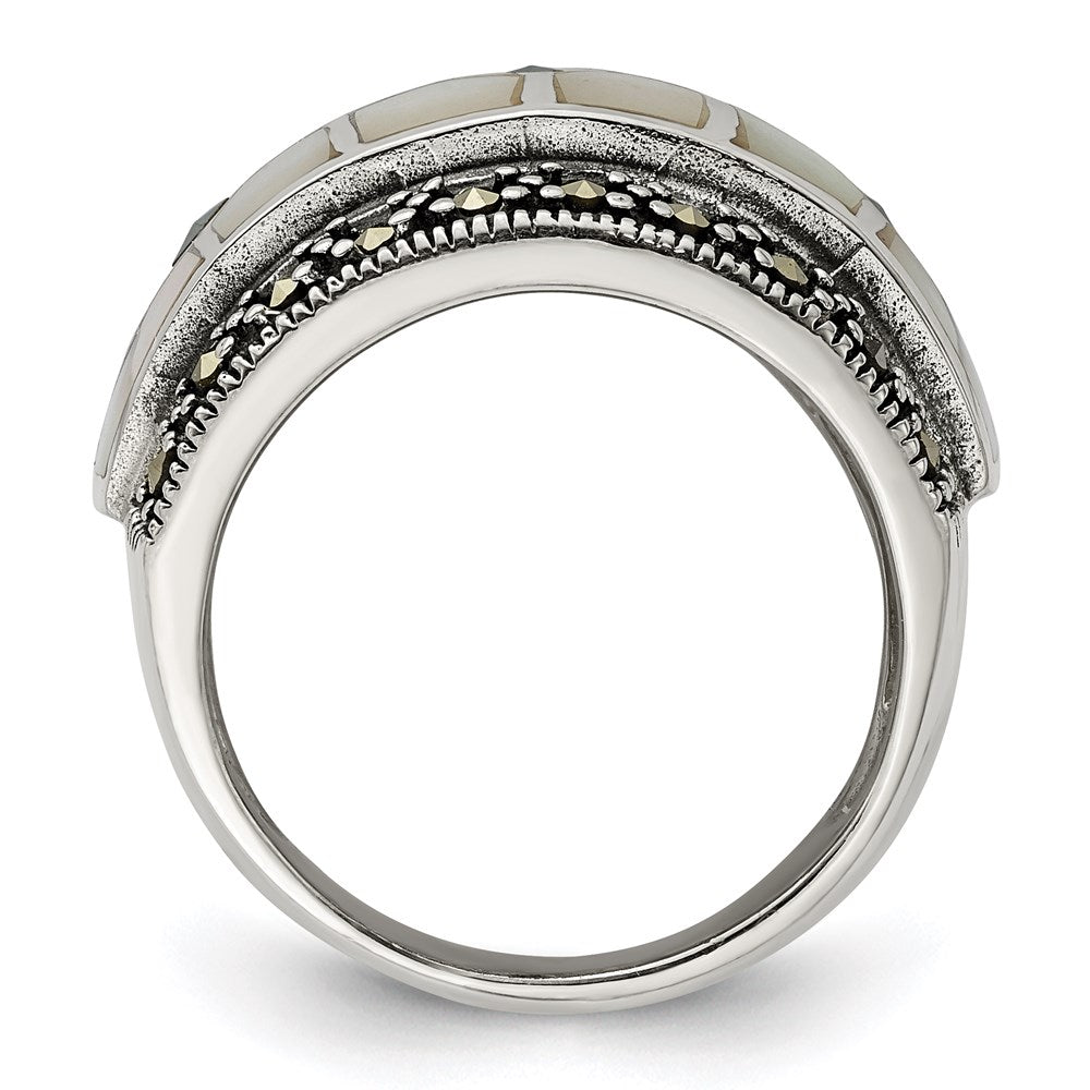 Sterlingsilber Markasit & Perlmutt Ring