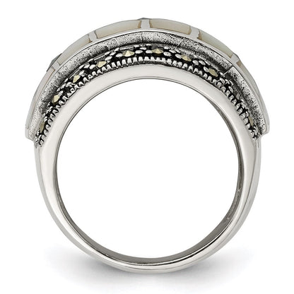 Sterlingsilber Markasit & Perlmutt Ring