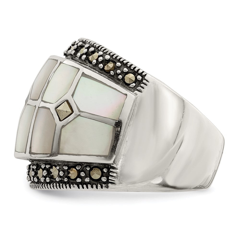 Sterlingsilber Markasit & Perlmutt Ring