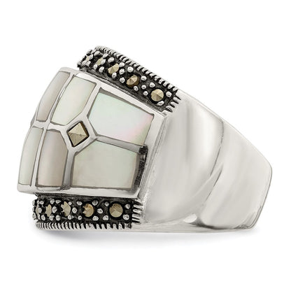 Sterlingsilber Markasit & Perlmutt Ring