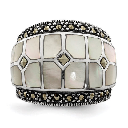 Sterlingsilber Markasit & Perlmutt Ring