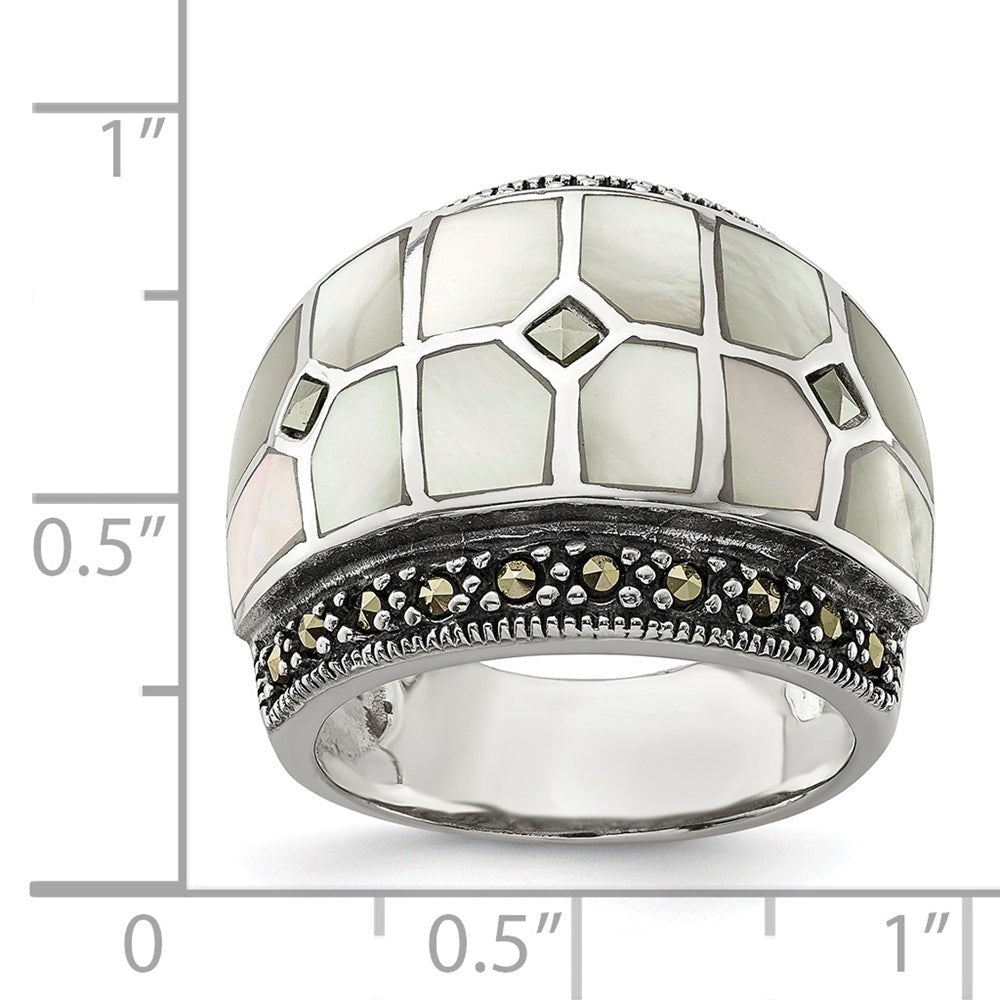 Sterlingsilber Markasit & Perlmutt Ring