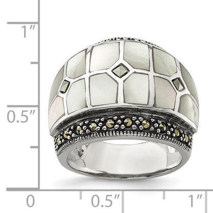 Sterlingsilber Markasit & Perlmutt Ring