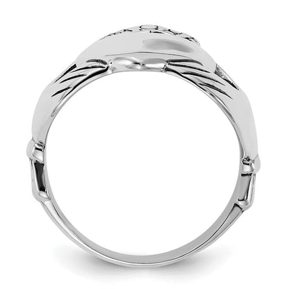 Sterlingsilber Poliert & Antikisiert Claddagh Ring (size 8 Nur)