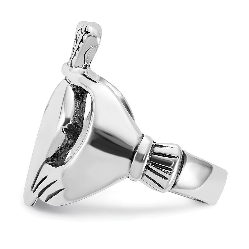 Sterlingsilber Poliert & Antikisiert Claddagh Ring (size 8 Nur)