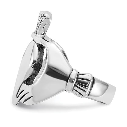 Sterlingsilber Poliert & Antikisiert Claddagh Ring (size 8 Nur)