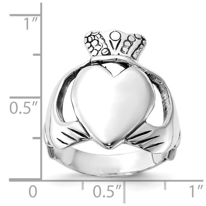 Sterlingsilber Poliert & Antikisiert Claddagh Ring (size 8 Nur)