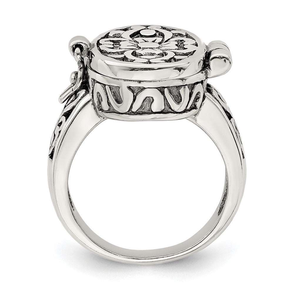 Sterlingsilber Antikisiert Oval Medaillon Ring