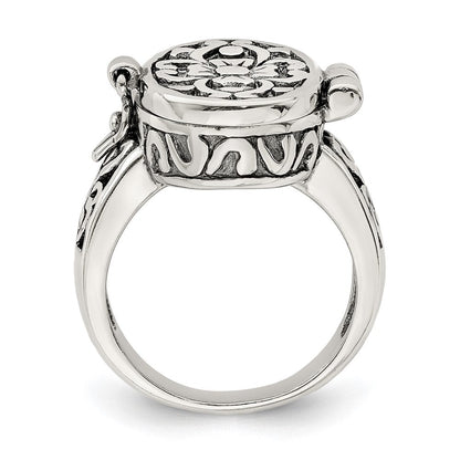 Sterlingsilber Antikisiert Oval Medaillon Ring