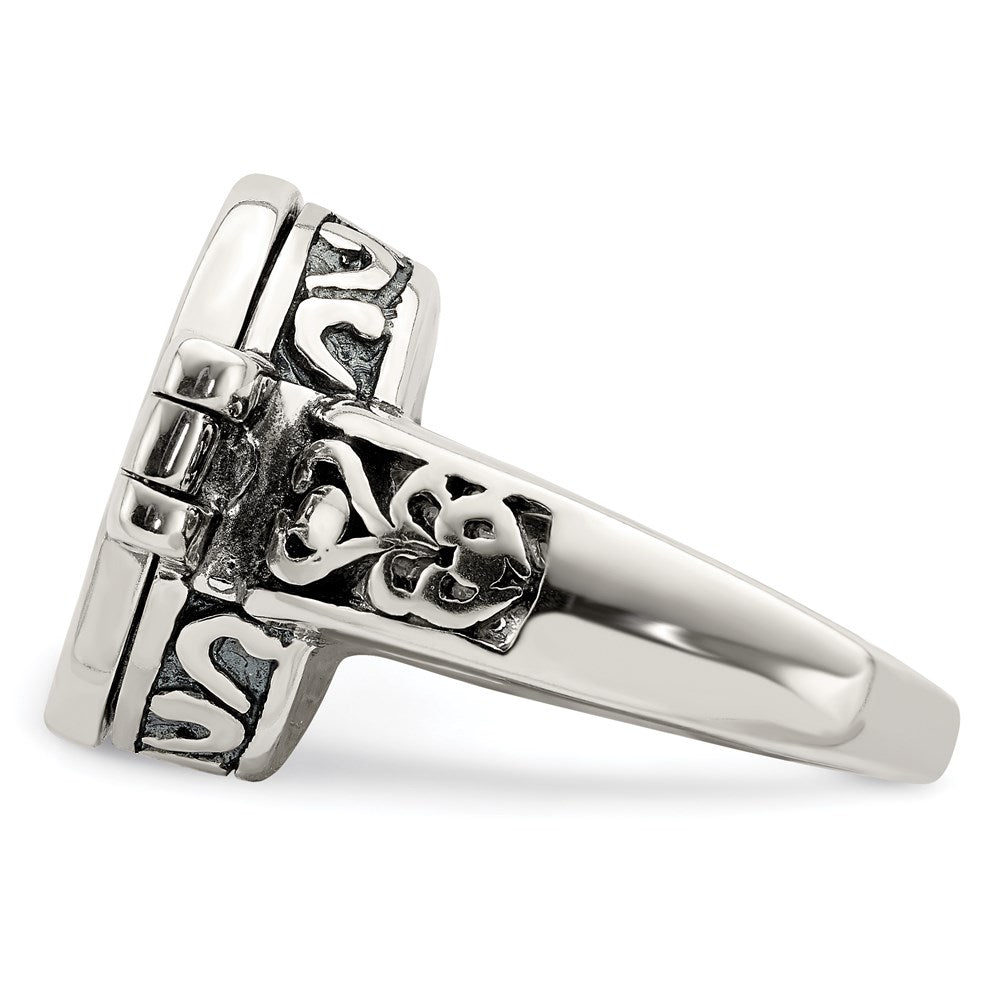 Sterlingsilber Antikisiert Oval Medaillon Ring