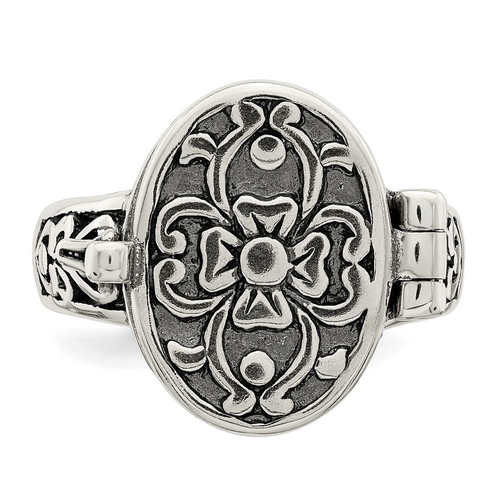 Sterlingsilber Antikisiert Oval Medaillon Ring