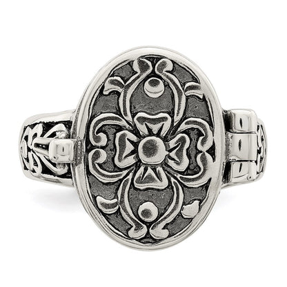 Sterlingsilber Antikisiert Oval Medaillon Ring