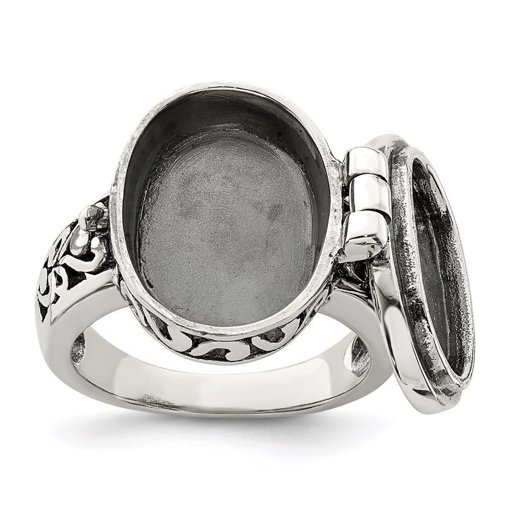 Sterlingsilber Antikisiert Oval Medaillon Ring