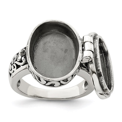 Sterlingsilber Antikisiert Oval Medaillon Ring